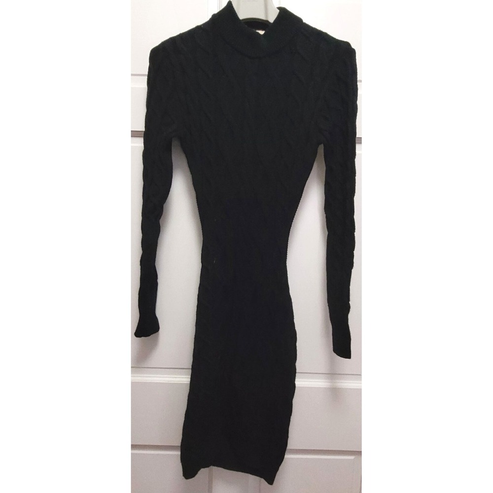 Akep Made in Italy Cable Knitโ Cut-out Back Bodycon Sweater Dress - Black - M